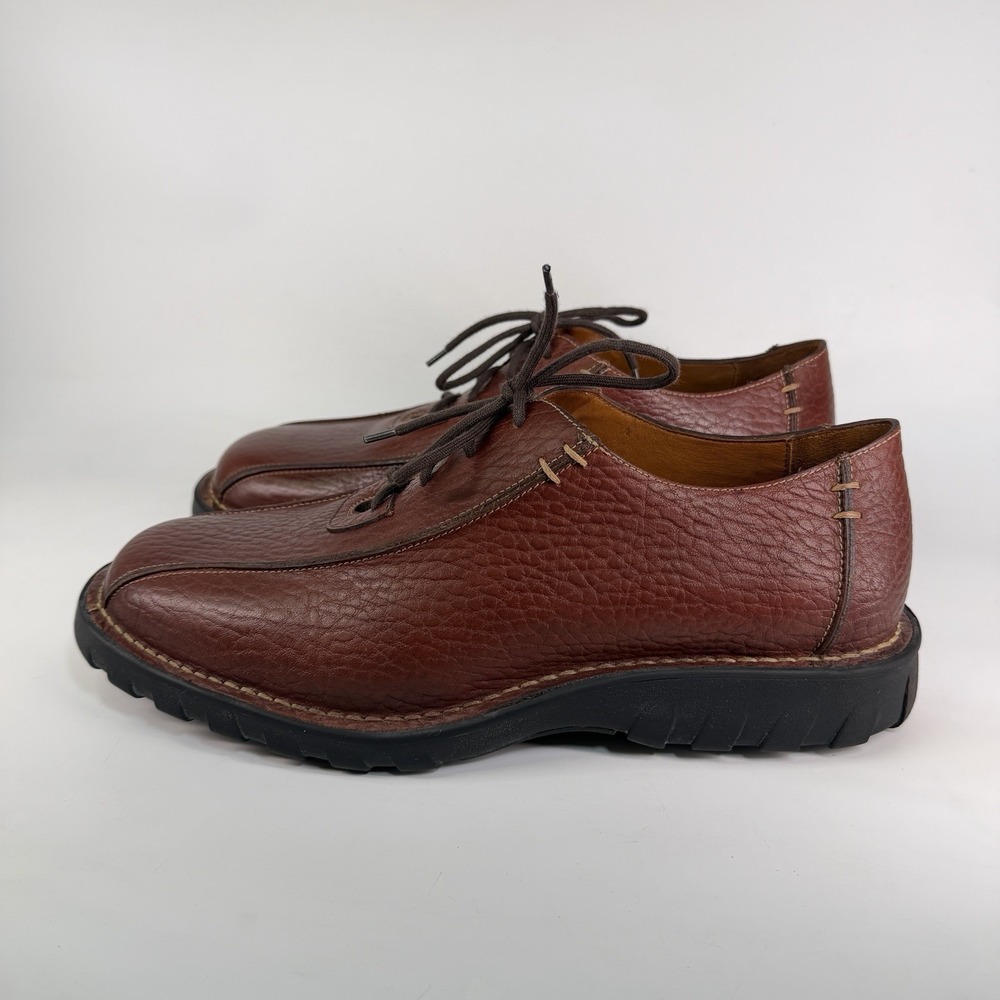 H.S Trask Leather Chunky Lace Up Sneakers Mens 11.5 Pebbled Bison Rubber Sole
